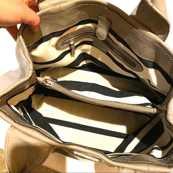 Kate Spade Tote Handbag Purse Gray Patent Leather - Picture 7 of 9